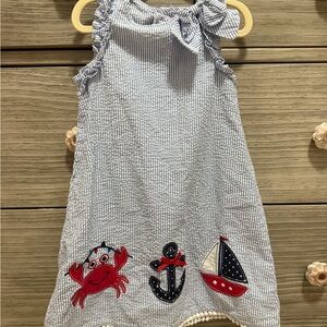 Good Lad Blue Striped Dress with Nautical Appliqués